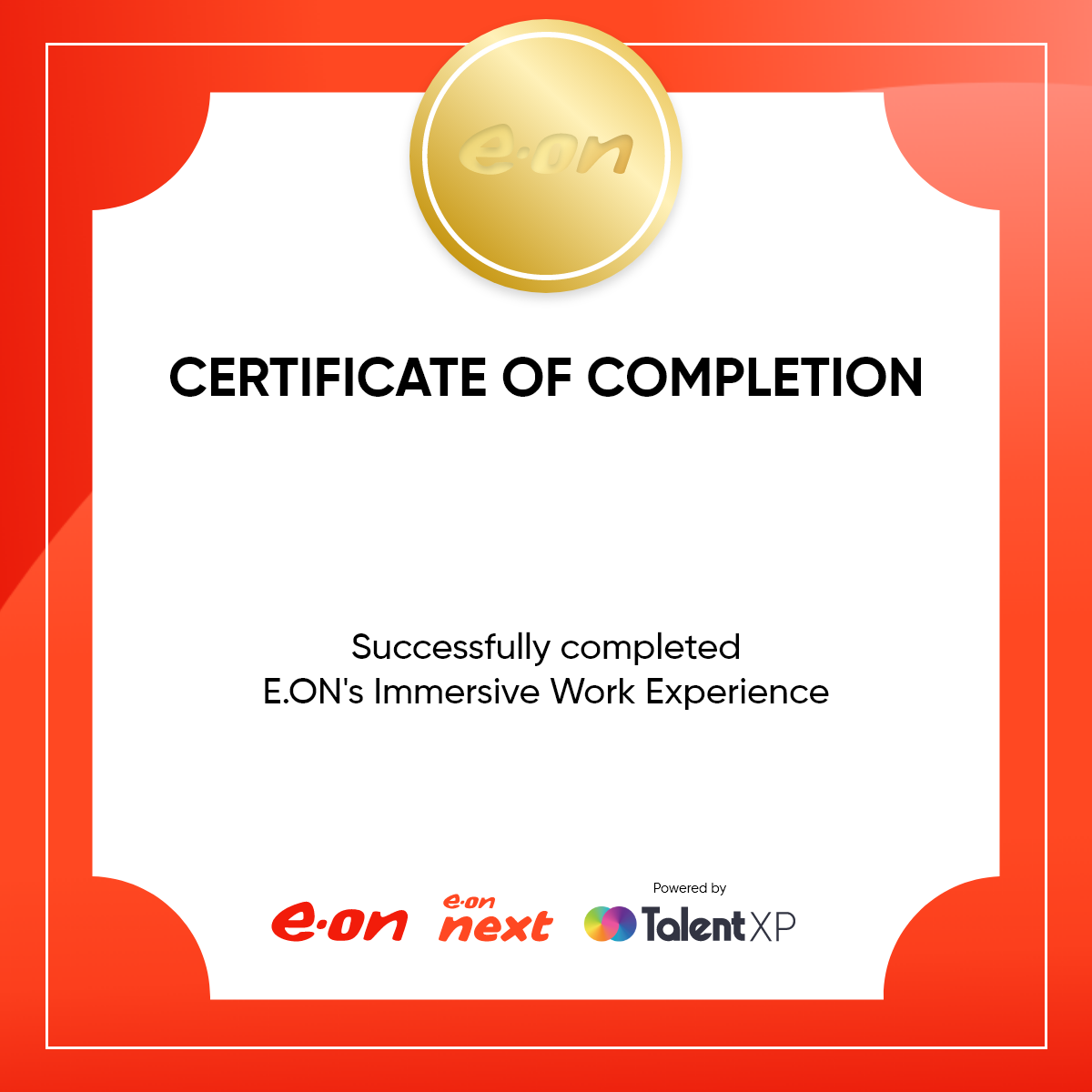 Badge for Certificate of completion - E.ON work experience